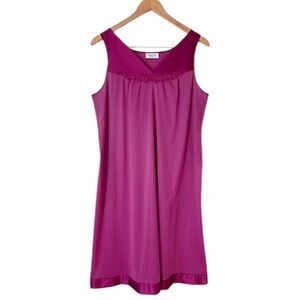 Vanity Fair Vintage Womens Pink Purple Magenta Nightwear Dress Sz M Made In USA